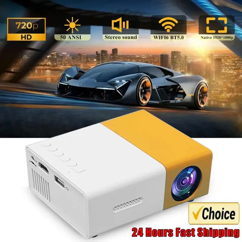 Mini Projetor Portátil Home Theater, Smart TV Laser Beamer, Cinema 3D, Projetor de Vídeo LED para 4K 1080P Filme Via Porta HD, YG300